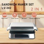Smokeless Indoor Panini Grill with Non-Stick Plates