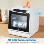 Compact Portable Dishwasher with 5 Washing Programs