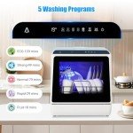 Compact Portable Dishwasher with 5 Washing Programs