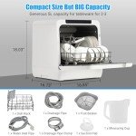 Compact Portable Dishwasher with 5 Washing Programs