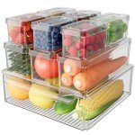10 Pack Stackable Clear Refrigerator Organizer Bins