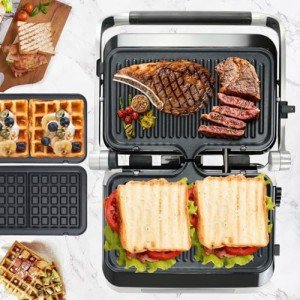 Commercial Smokeless Panini Grill Press with Removable Plates