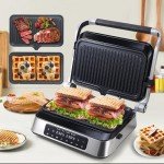 Commercial Smokeless Panini Grill Press with Removable Plates