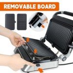 Commercial Smokeless Panini Grill Press with Removable Plates