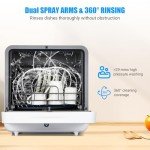 Compact Countertop Dishwasher with 6 Wash Programs