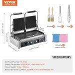 VEVOR 3600W Stainless Steel Panini Grill & Press
