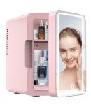 6L Mini Skincare Fridge with LED Mirror - Pink