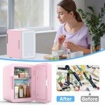 6L Mini Skincare Fridge with LED Mirror - Pink