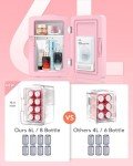 6L Mini Skincare Fridge with LED Mirror - Pink