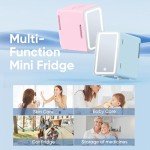 6L Mini Skincare Fridge with LED Mirror - Pink