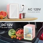 6L Mini Skincare Fridge with LED Mirror - Pink