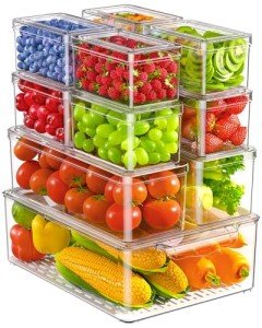 KEMETHY 11-Piece Stackable Fridge Organizer Set