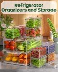 KEMETHY 11-Piece Stackable Fridge Organizer Set