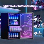 Gaming Beverage Refrigerator with LED Lighting, 120 Cans