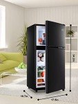 Vintage Double Door Black Mini Refrigerator with Freezer