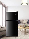 Vintage Double Door Black Mini Refrigerator with Freezer