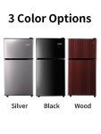 Vintage Double Door Black Mini Refrigerator with Freezer