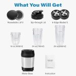 Prolixity 1200W Portable Smoothie Blender with Cups