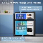 Electactic 3.1 Cu.Ft Compact Mini Fridge with Freezer