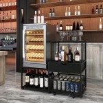 Mini Fridge Stand with Storage and Power Outlet
