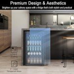 Feelfunn 3.2 Cu.Ft Mini Fridge with Glass Door