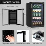 Feelfunn 3.2 Cu.Ft Mini Fridge with Glass Door
