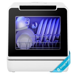 EUHOMY Compact Portable Dishwasher with 8 Programs