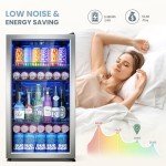 Mini Beverage Refrigerator with Glass Door, 3.2 Cu.Ft