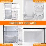 Frestec 3.5 Cu.Ft. Mini Fridge with Freezer