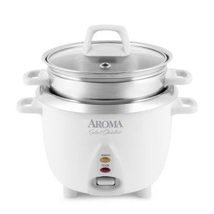 Aroma 6-Cup Stainless Rice Cooker & Food Steamer
