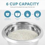 Aroma 6-Cup Stainless Rice Cooker & Food Steamer