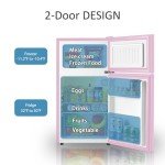 Saeoola 3.2 Cu.Ft Pink Mini Fridge with Freezer