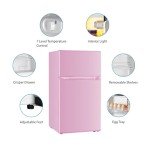 Saeoola 3.2 Cu.Ft Pink Mini Fridge with Freezer