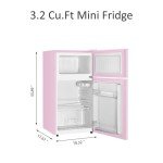 Saeoola 3.2 Cu.Ft Pink Mini Fridge with Freezer