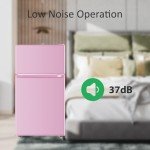 Saeoola 3.2 Cu.Ft Pink Mini Fridge with Freezer