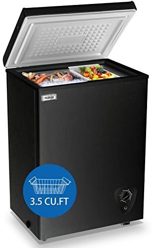 Compact 3.5 cu.ft Black Chest Freezer with Baskets