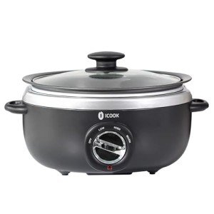 ICOOK 6.5 Quart Adjustable Slow Cooker with Glass Lid
