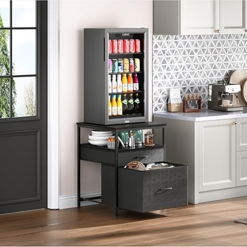 Herture Mini Fridge Stand with 3 Storage Compartments