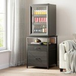 Herture Mini Fridge Stand with 3 Storage Compartments