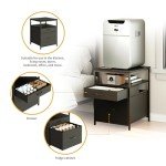 Herture Mini Fridge Stand with 3 Storage Compartments