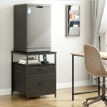 Herture Mini Fridge Stand with 3 Storage Compartments