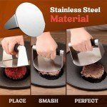 Stainless Steel Smash Burger Press with Non-Stick Surface