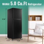 WANAI 5.0 Cu.Ft Dual Door Refrigerator, Black