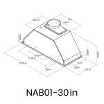 EKON NAB01-30IN 900CFM Range Hood Insert