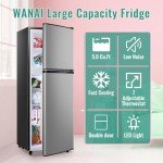 WANAI 5.0 Cu.Ft Dual Door Refrigerator Silver