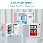 HealSmart Mini Fridge: 4L Cooler & Warmer, Pink