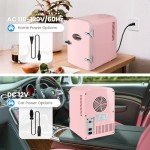 HealSmart Mini Fridge: 4L Cooler & Warmer, Pink