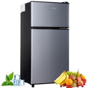 Compact 2.9 Cu.Ft Double Door Mini Fridge