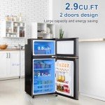 Compact 2.9 Cu.Ft Double Door Mini Fridge