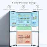 THFRIONE 4-Door Stainless Steel French Door Refrigerator